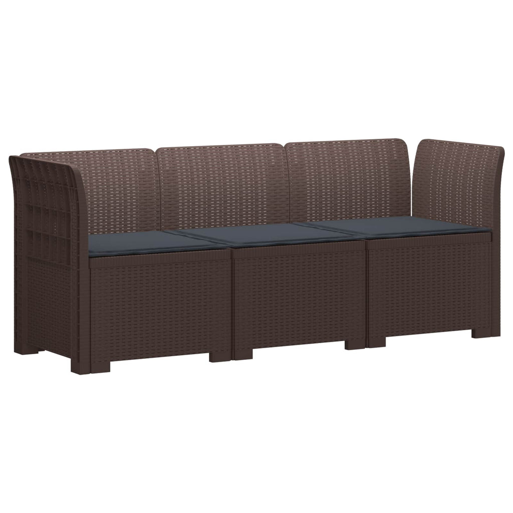 vidaXL Sofa ogrodowa 3-osobowa z poduszkami w rattanowym wyglądzie PP
