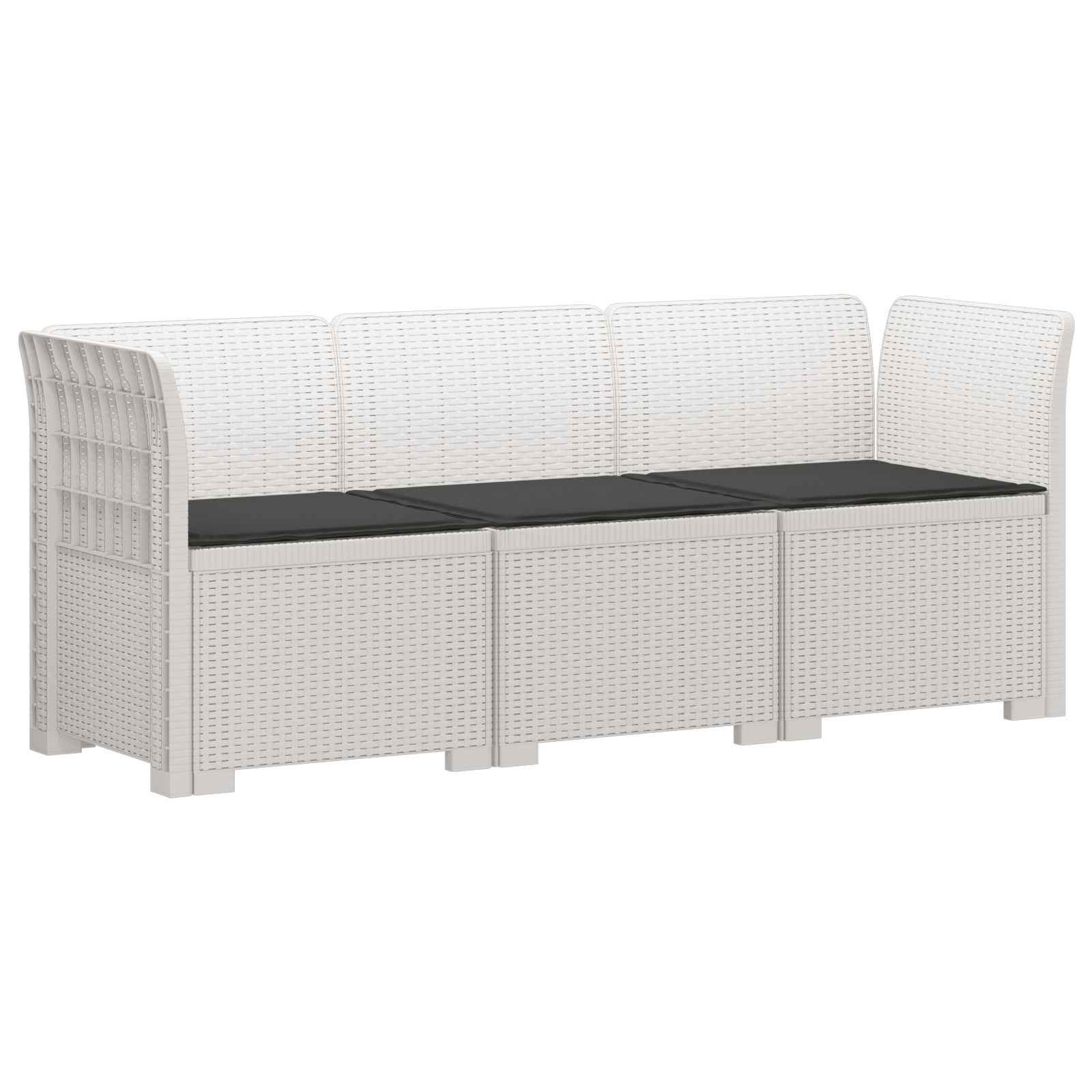 vidaXL Sofa ogrodowa 3-osobowa z poduszkami w rattanowym wyglądzie PP