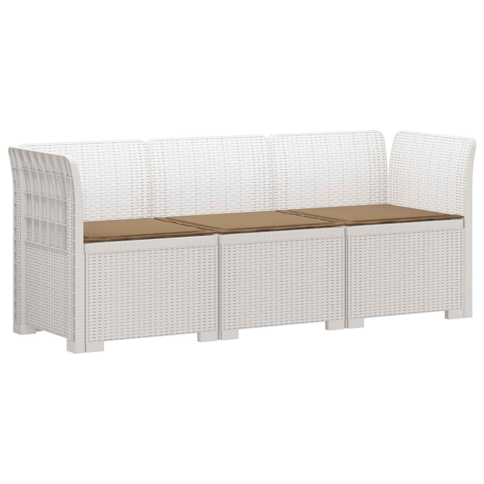 vidaXL Sofa ogrodowa 3-osobowa z poduszkami w rattanowym wyglądzie PP