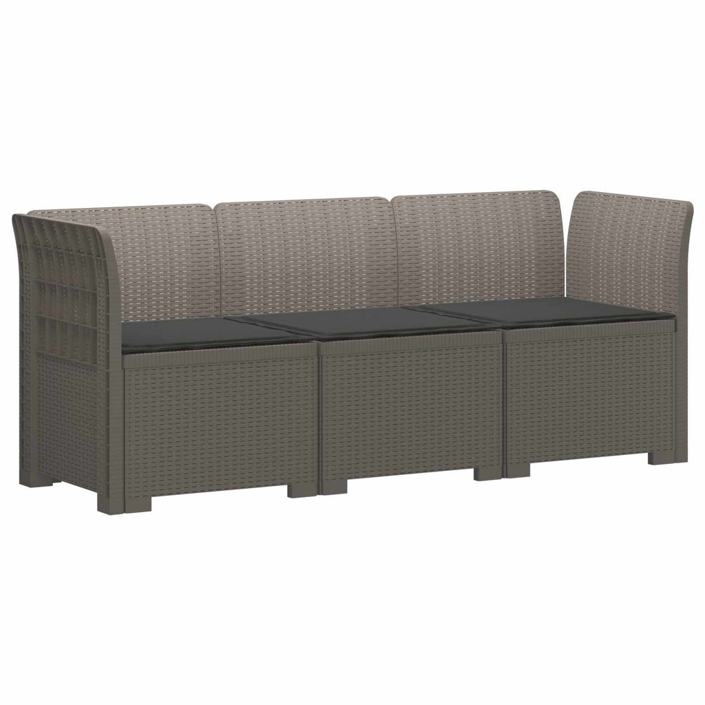 vidaXL Sofa ogrodowa 3-osobowa z poduszkami w rattanowym wyglądzie PP