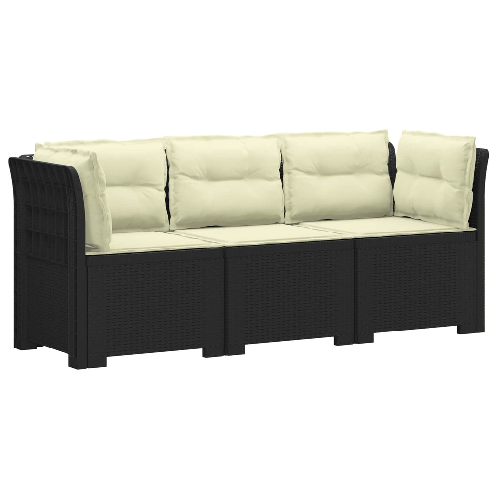 vidaXL Sofa ogrodowa 3-osobowa z poduszkami w rattanowym wyglądzie PP