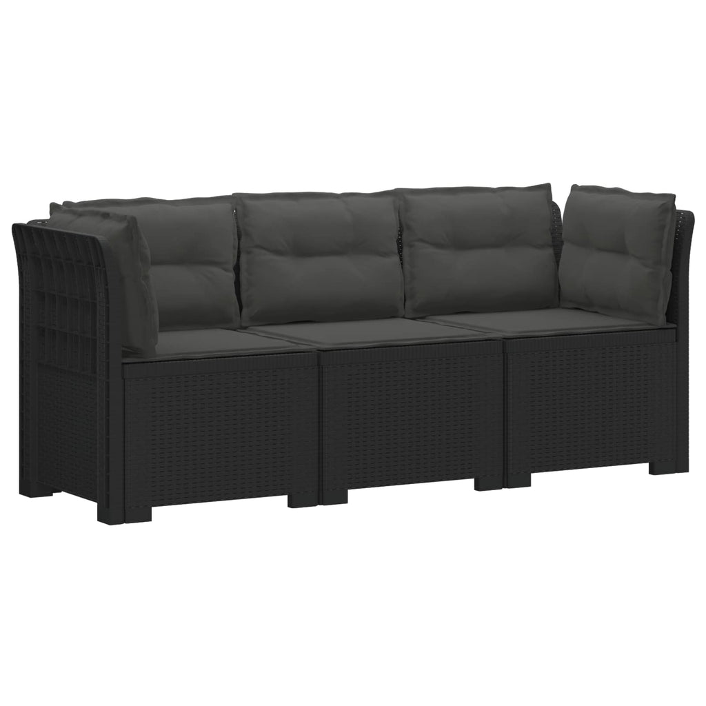 vidaXL Sofa ogrodowa 3-osobowa z poduszkami w rattanowym wyglądzie PP