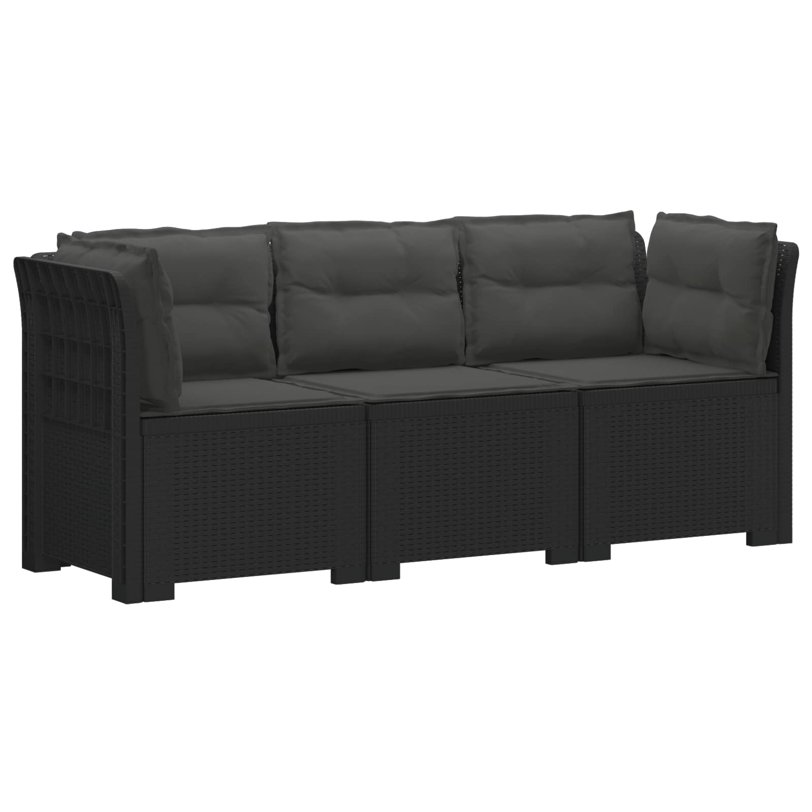 vidaXL Sofa ogrodowa 3-osobowa z poduszkami w rattanowym wyglądzie PP