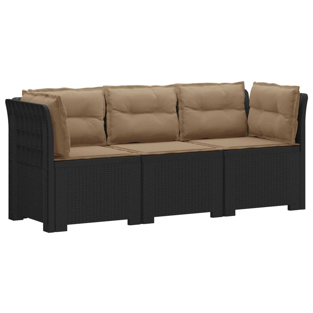 vidaXL Sofa ogrodowa 3-osobowa z poduszkami w rattanowym wyglądzie PP