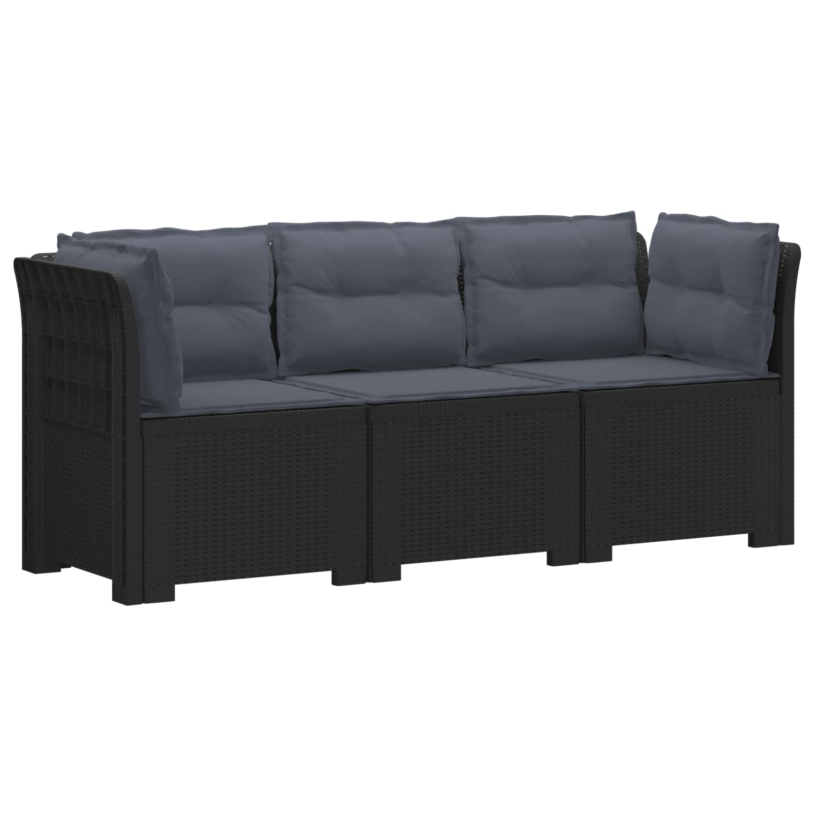 vidaXL Sofa ogrodowa 3-osobowa z poduszkami w rattanowym wyglądzie PP