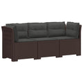 vidaXL Sofa ogrodowa 3-osobowa z poduszkami w rattanowym wyglądzie PP