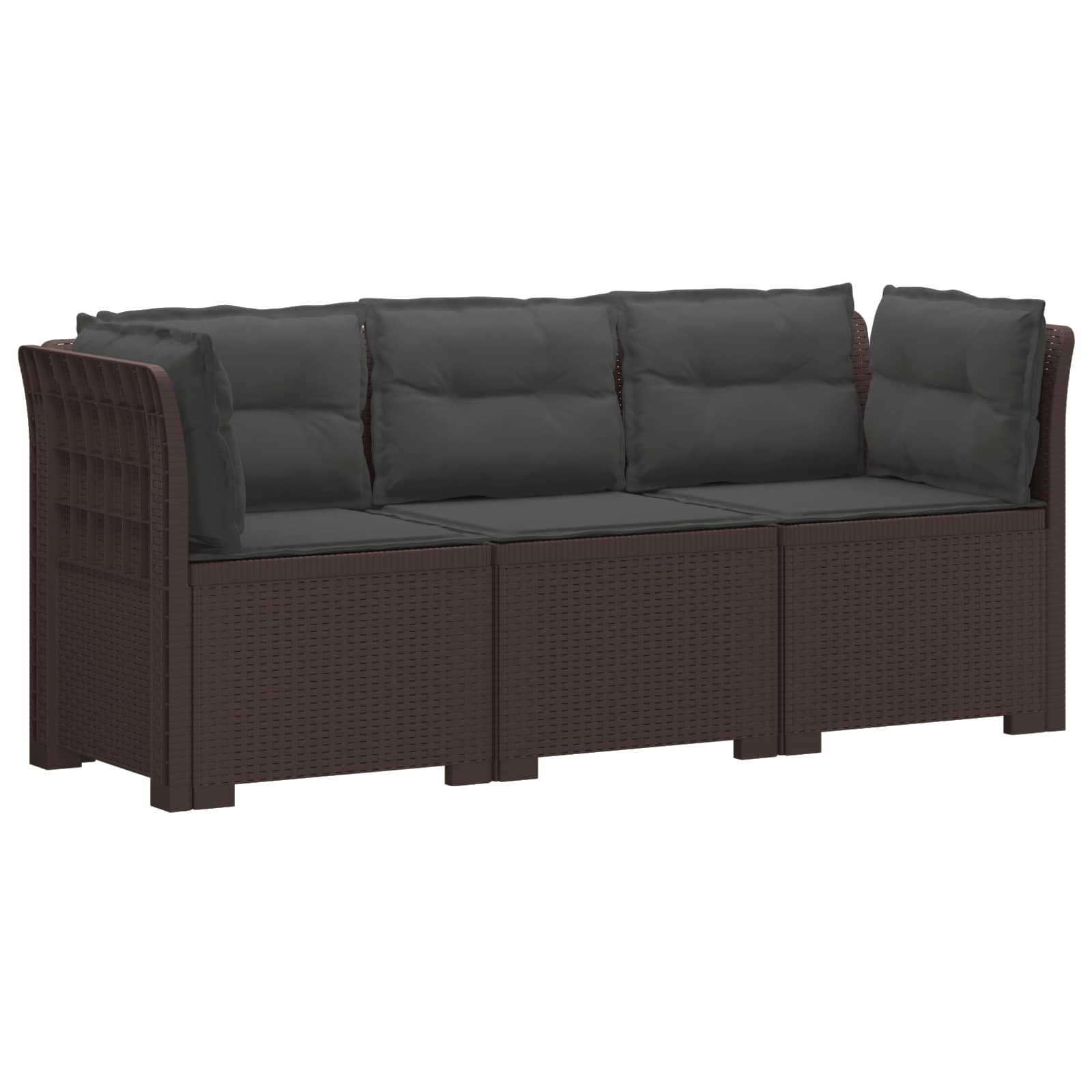 vidaXL Sofa ogrodowa 3-osobowa z poduszkami w rattanowym wyglądzie PP