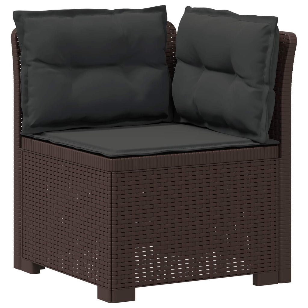 vidaXL Sofa ogrodowa 3-osobowa z poduszkami w rattanowym wyglądzie PP