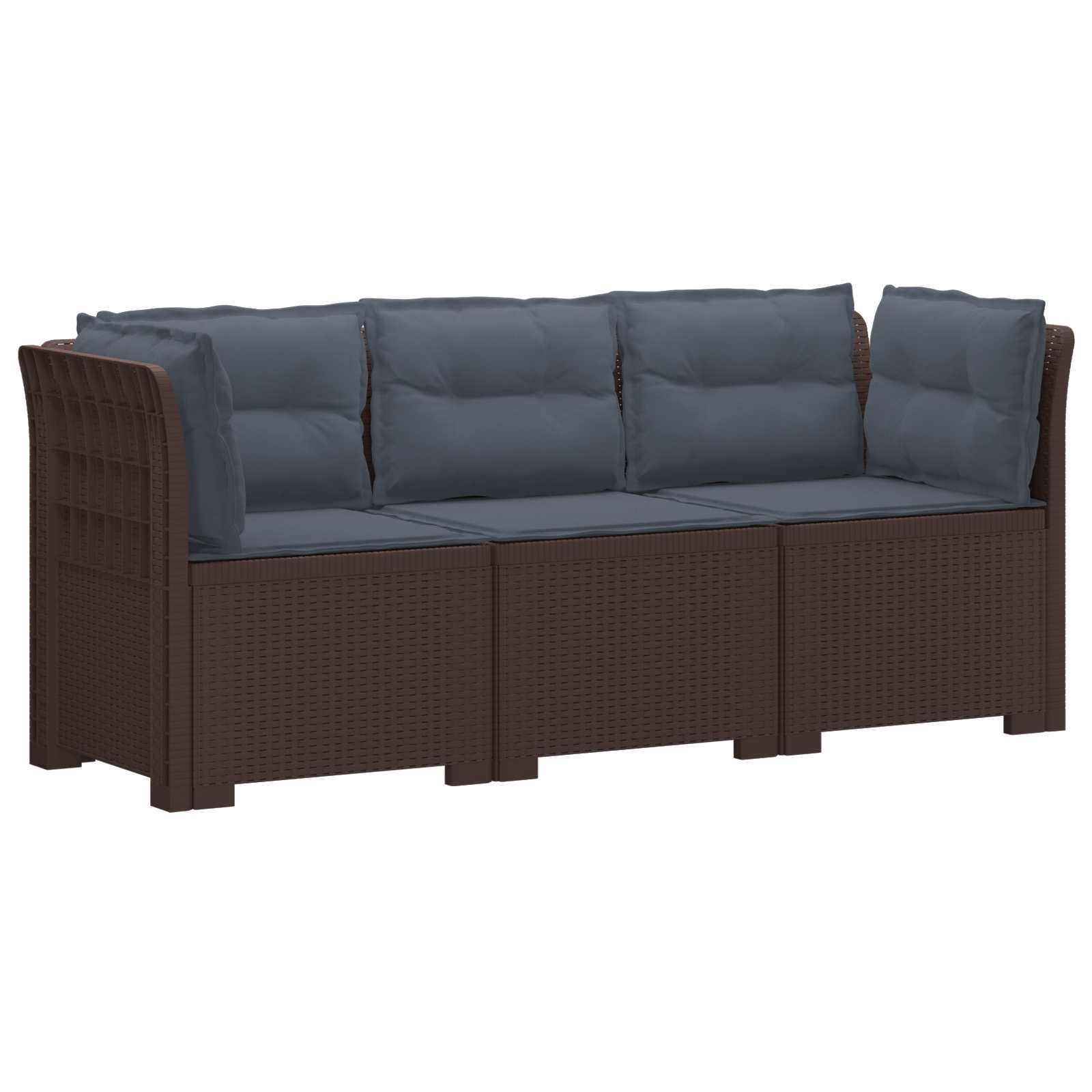vidaXL Sofa ogrodowa 3-osobowa z poduszkami w rattanowym wyglądzie PP