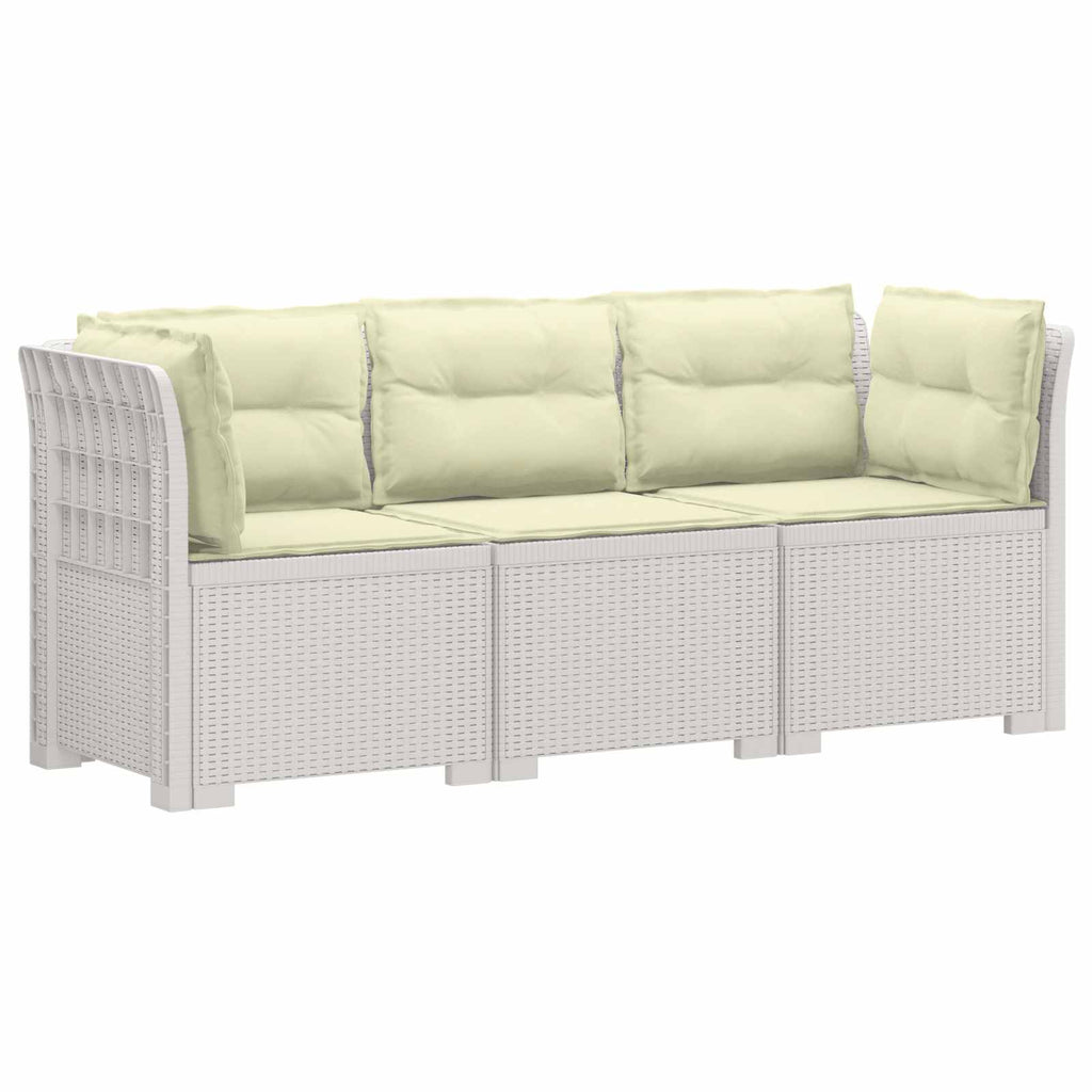 vidaXL Sofa ogrodowa 3-osobowa z poduszkami w rattanowym wyglądzie PP