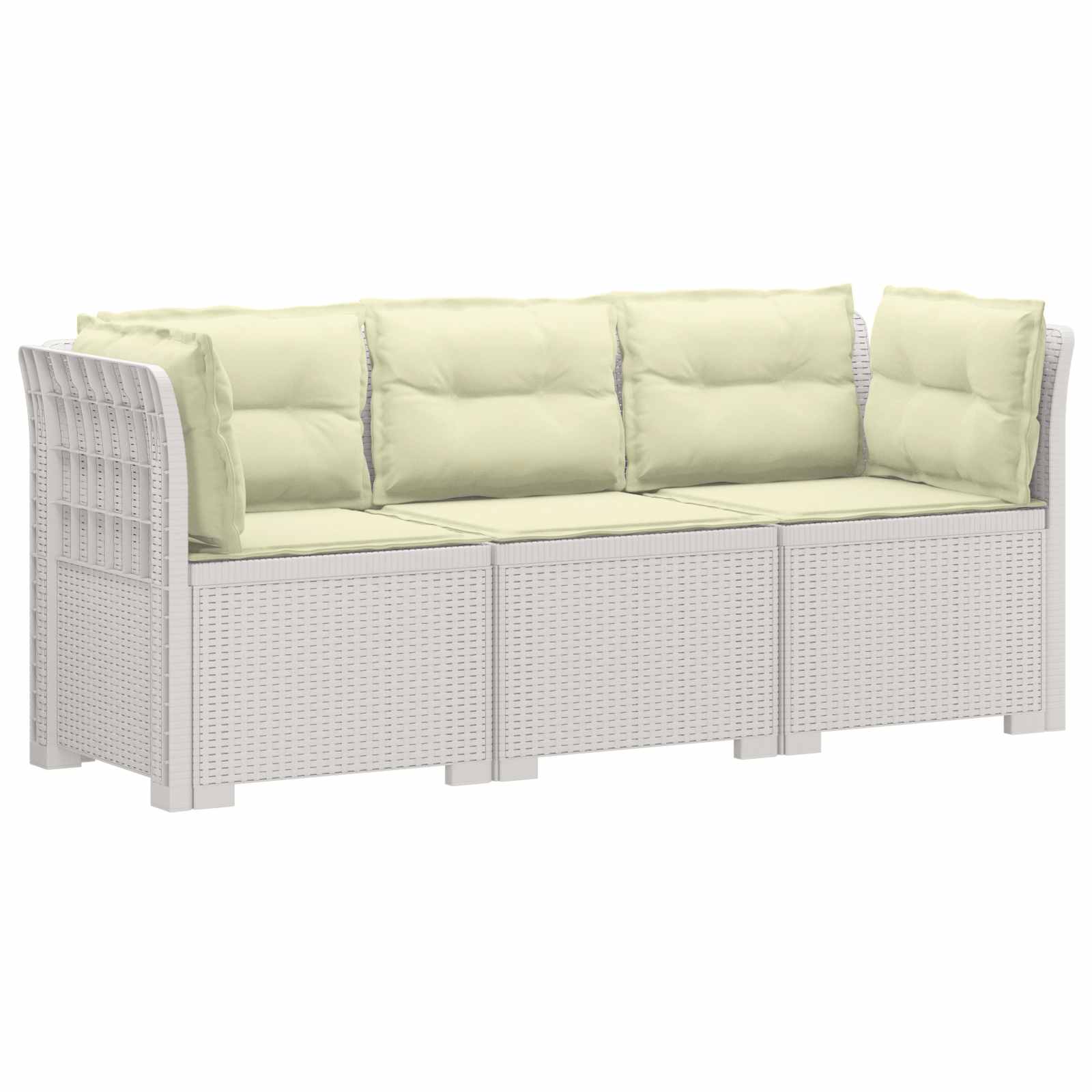 vidaXL Sofa ogrodowa 3-osobowa z poduszkami w rattanowym wyglądzie PP