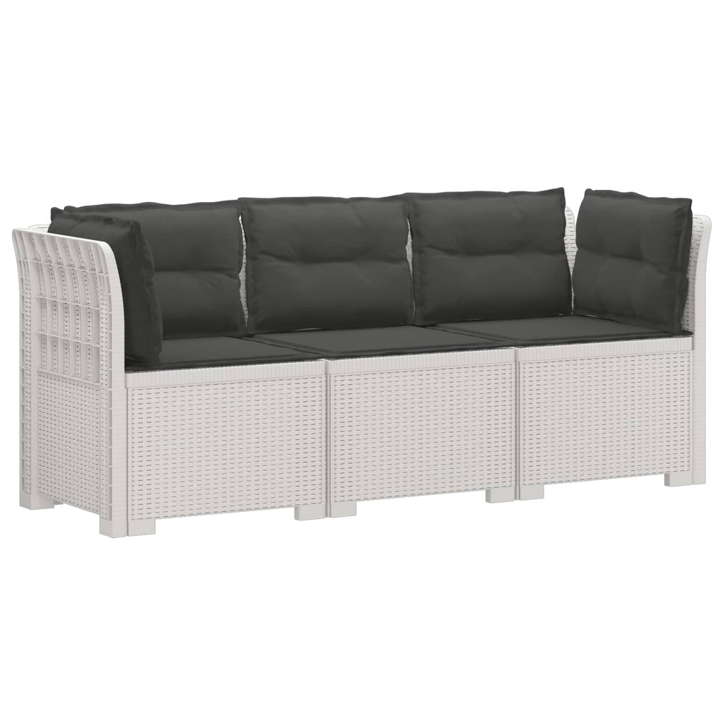 vidaXL Sofa ogrodowa 3-osobowa z poduszkami w rattanowym wyglądzie PP