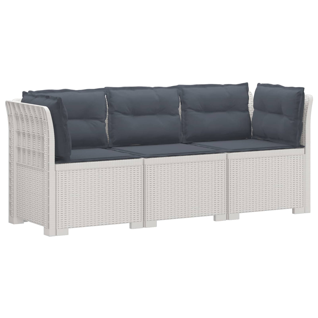 vidaXL Sofa ogrodowa 3-osobowa z poduszkami w rattanowym wyglądzie PP