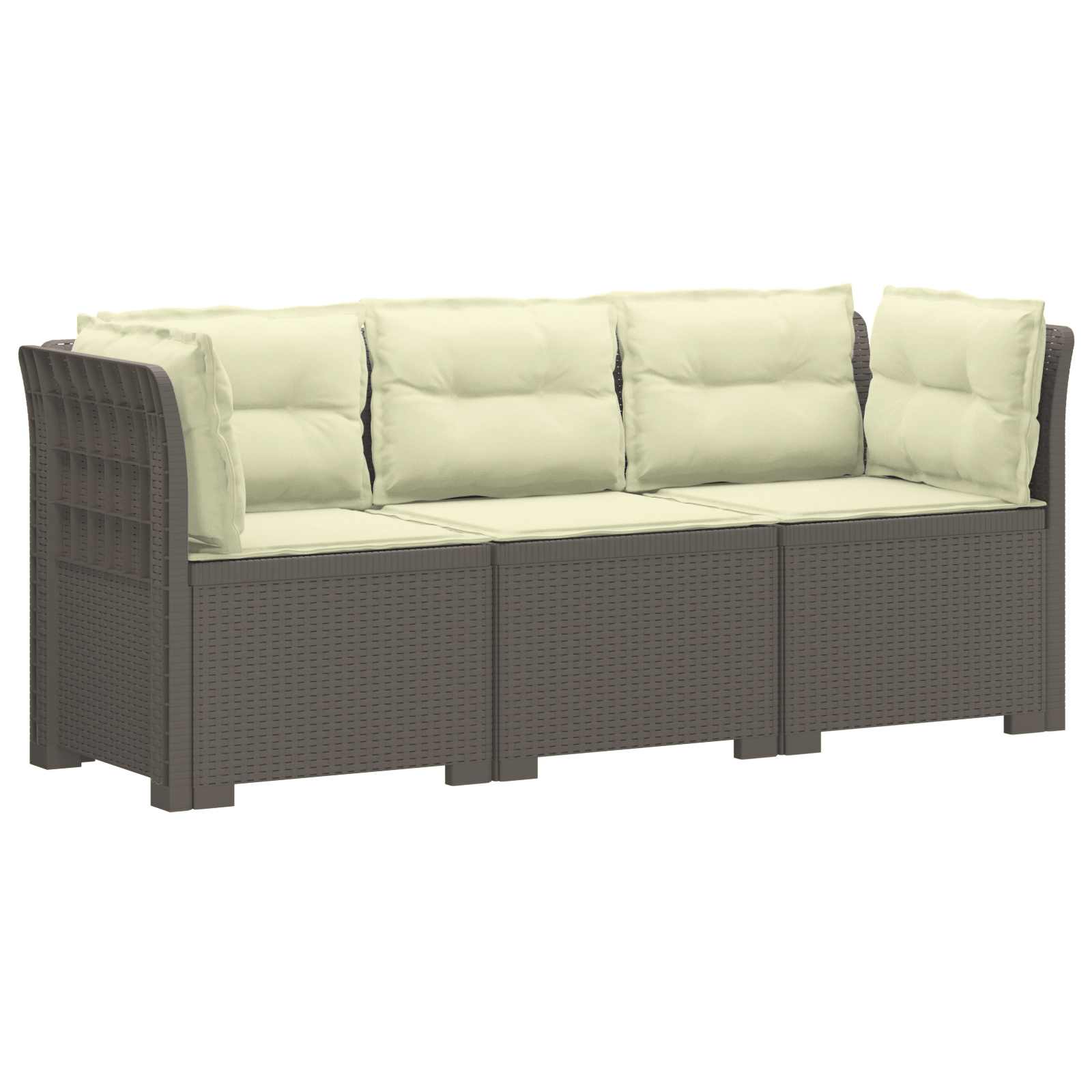 vidaXL Sofa ogrodowa 3-osobowa z poduszkami w rattanowym wyglądzie PP