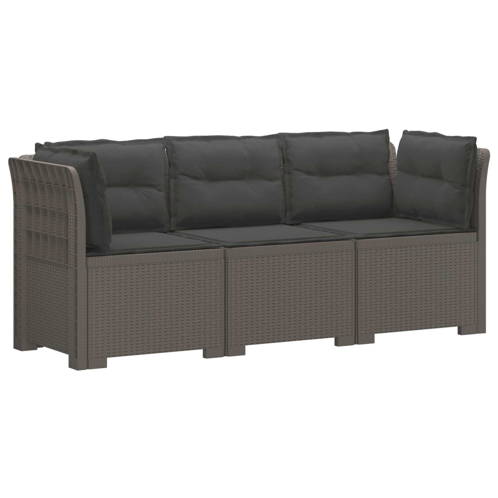vidaXL Sofa ogrodowa 3-osobowa z poduszkami w rattanowym wyglądzie PP