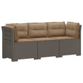vidaXL Sofa ogrodowa 3-osobowa z poduszkami w rattanowym wyglądzie PP