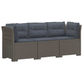 vidaXL Sofa ogrodowa 3-osobowa z poduszkami w rattanowym wyglądzie PP