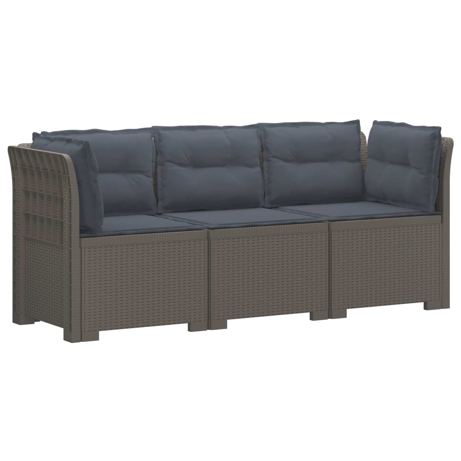 vidaXL Sofa ogrodowa 3-osobowa z poduszkami w rattanowym wyglądzie PP