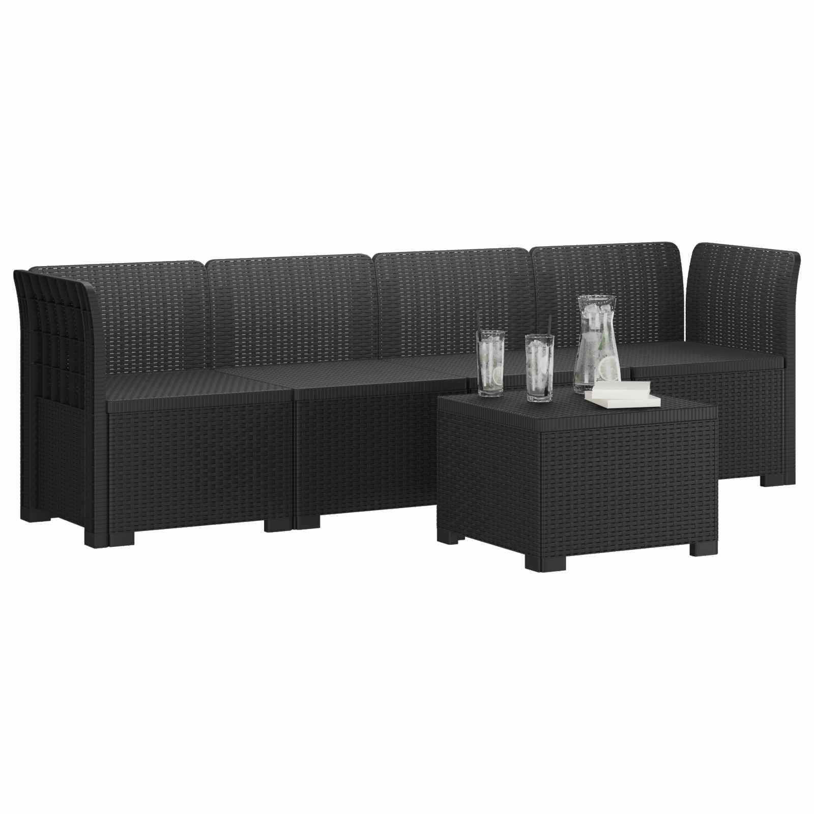vidaXL Kanapa ogrodowa 4-osobowa w stylu rattanowym PP antracytowy