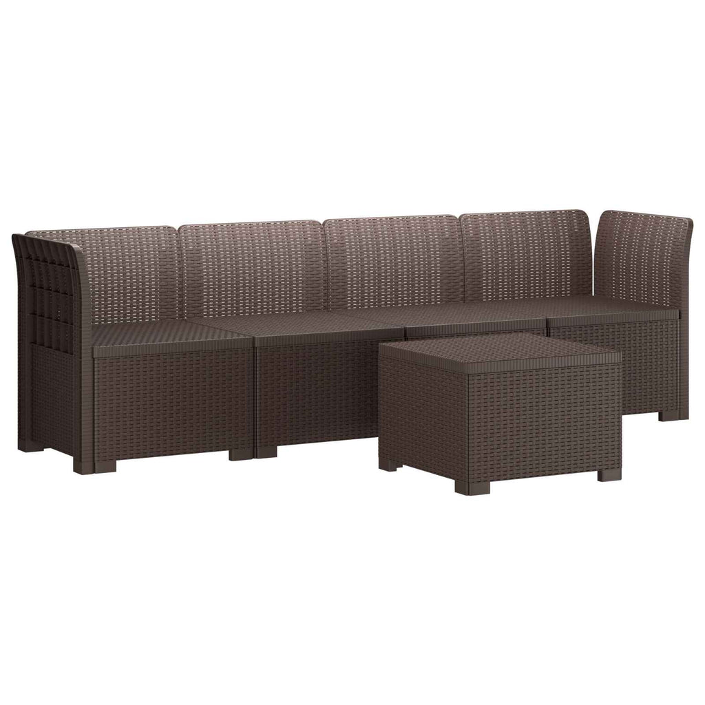 vidaXL Kanapa ogrodowa 4-osobowa w stylu rattanowym PP brązowy