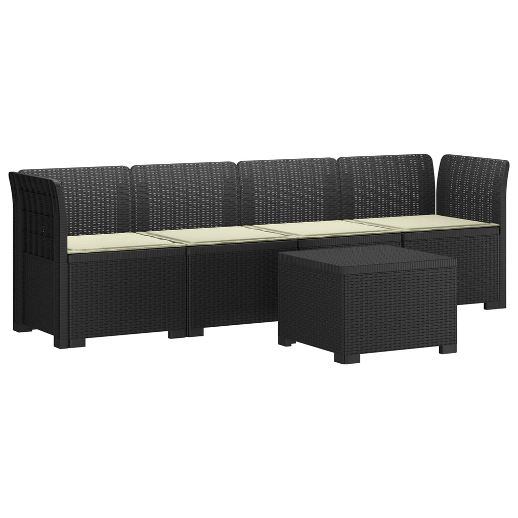 vidaXL Kanapa ogrodowa 4-osobowa z poduszkami w stylu rattanowym PP