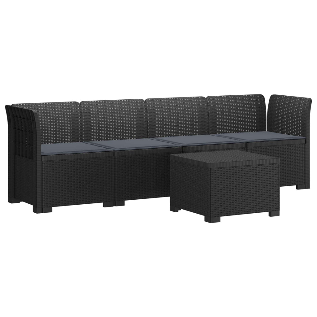 vidaXL Kanapa ogrodowa 4-osobowa z poduszkami w stylu rattanowym PP