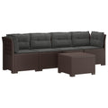 vidaXL Kanapa ogrodowa 4-osobowa z poduszkami w stylu rattanowym PP