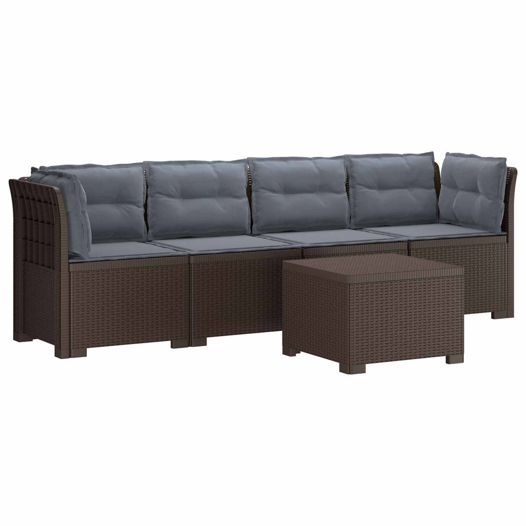 vidaXL Kanapa ogrodowa 4-osobowa z poduszkami w stylu rattanowym PP