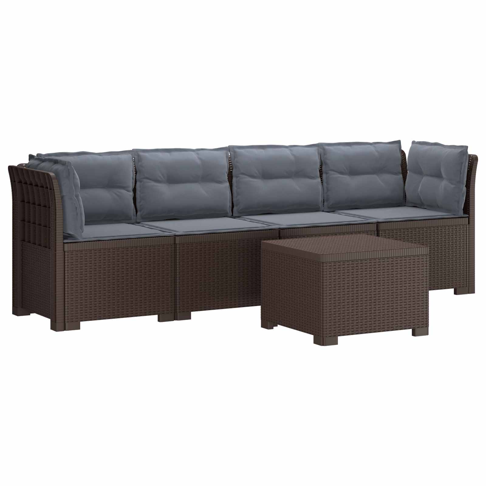 vidaXL Kanapa ogrodowa 4-osobowa z poduszkami w stylu rattanowym PP