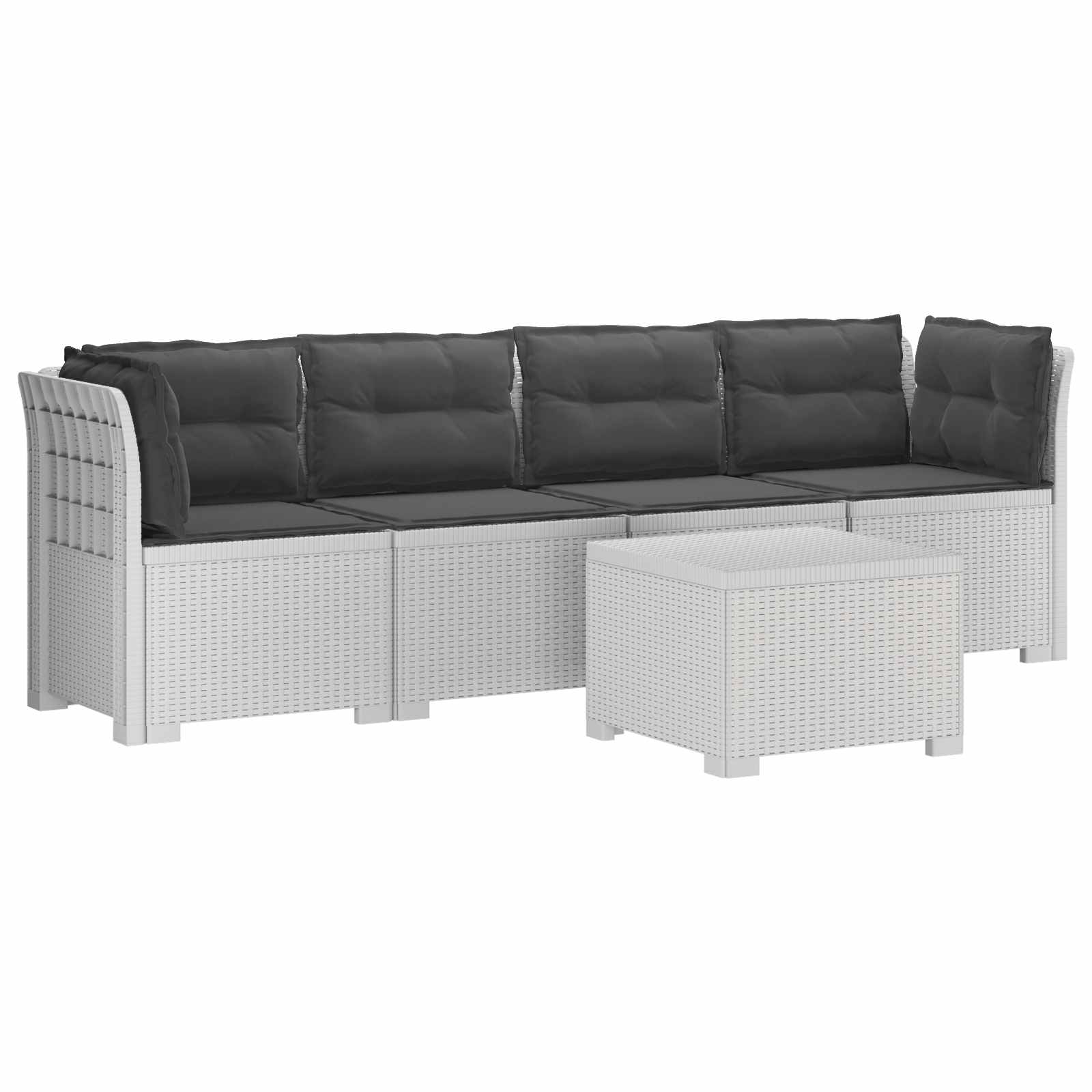 vidaXL Kanapa ogrodowa 4-osobowa z poduszkami w stylu rattanowym PP