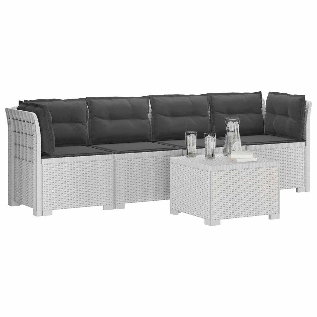 vidaXL Kanapa ogrodowa 4-osobowa z poduszkami w stylu rattanowym PP