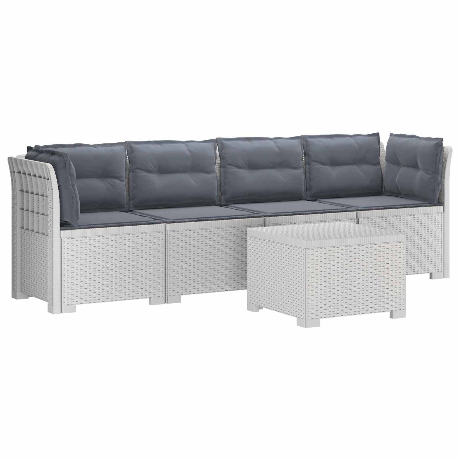 vidaXL Kanapa ogrodowa 4-osobowa z poduszkami w stylu rattanowym PP