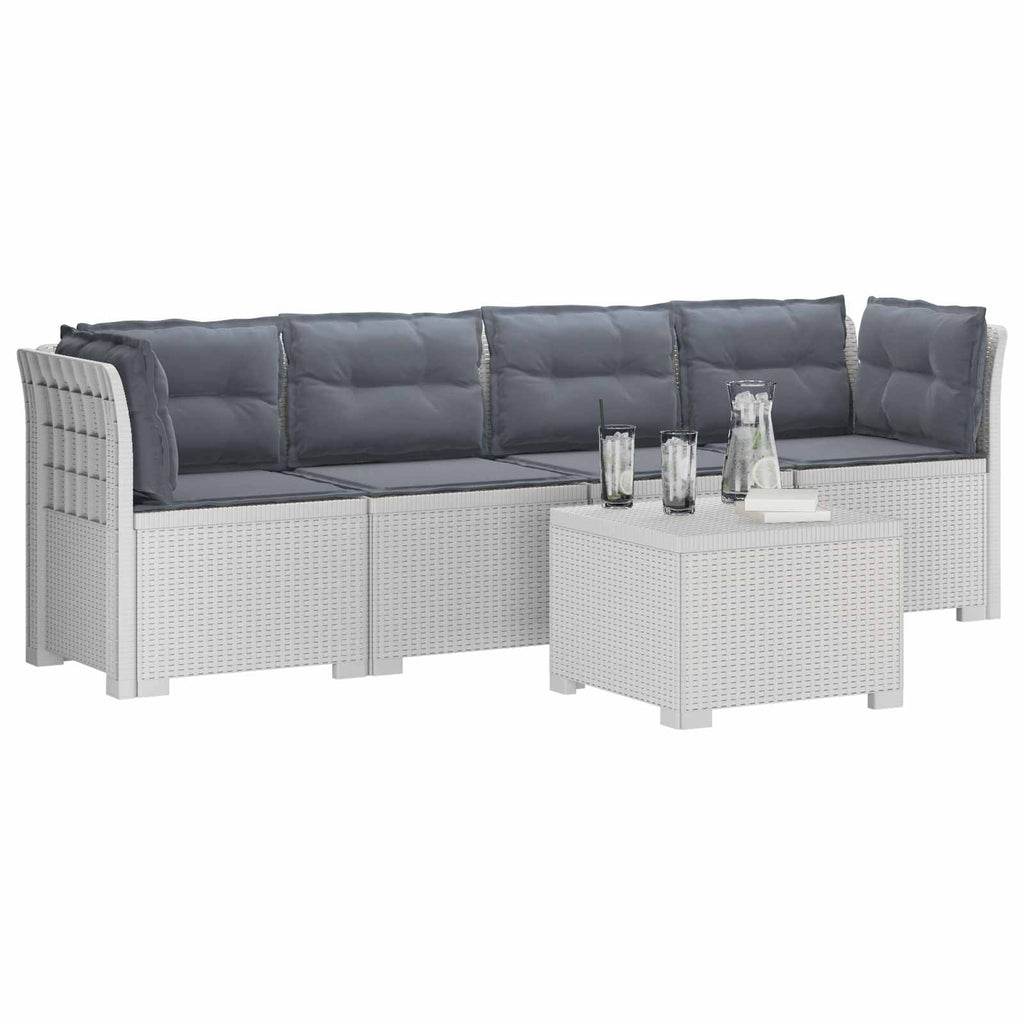 vidaXL Kanapa ogrodowa 4-osobowa z poduszkami w stylu rattanowym PP