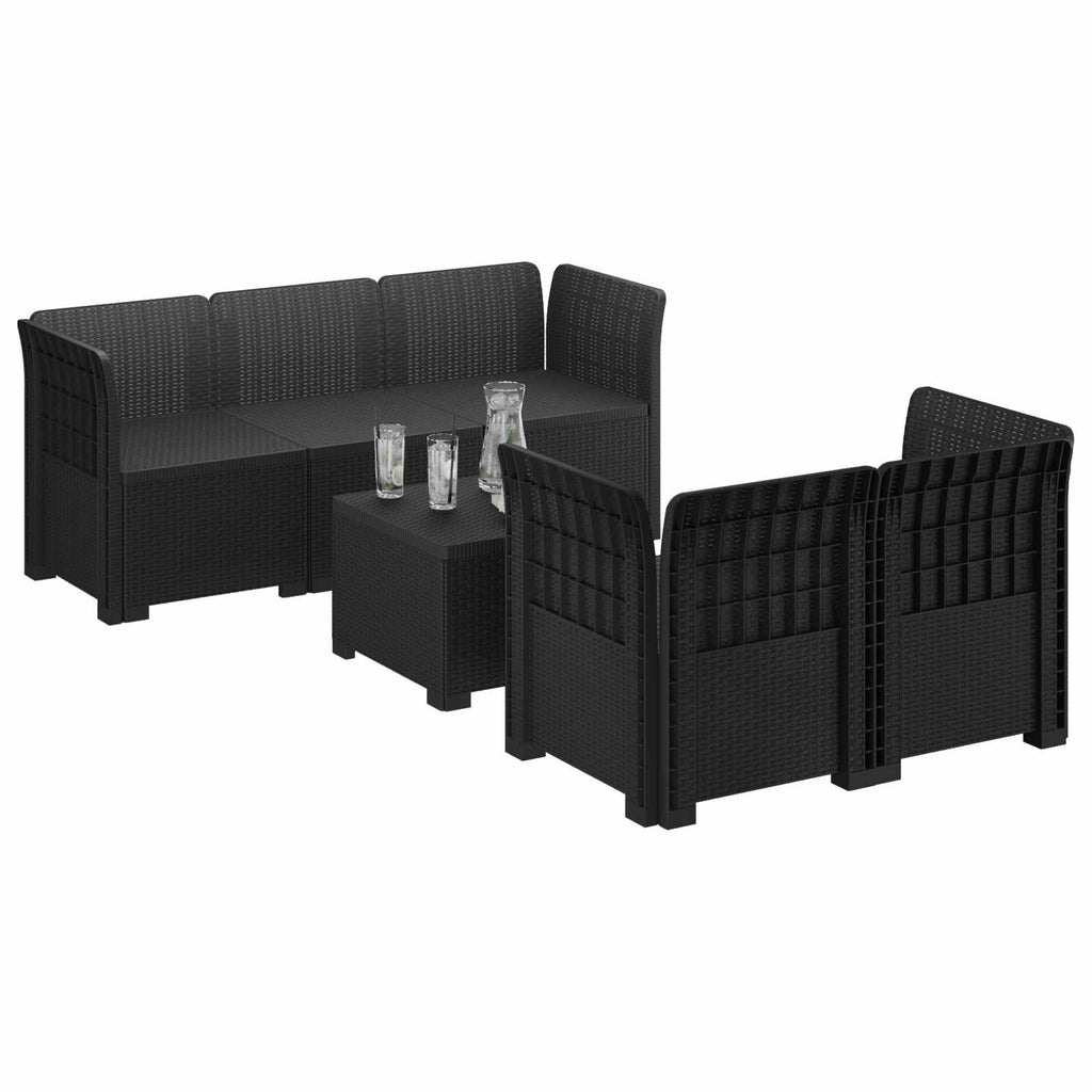 vidaXL 5-osobowa sofa ogrodowa w stylu rattanowym PP antracytowy