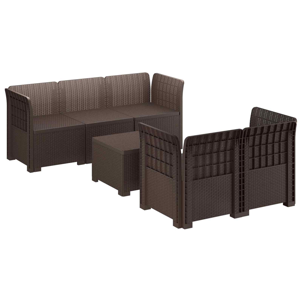 vidaXL 5-osobowa sofa ogrodowa w stylu rattanowym PP brązowy