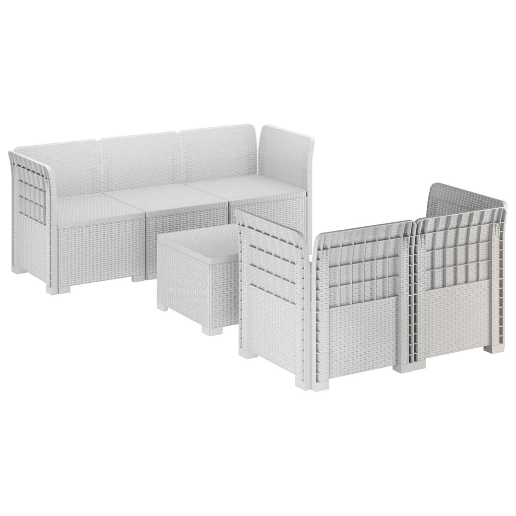 vidaXL 5-osobowa sofa ogrodowa w stylu rattanowym PP Biały