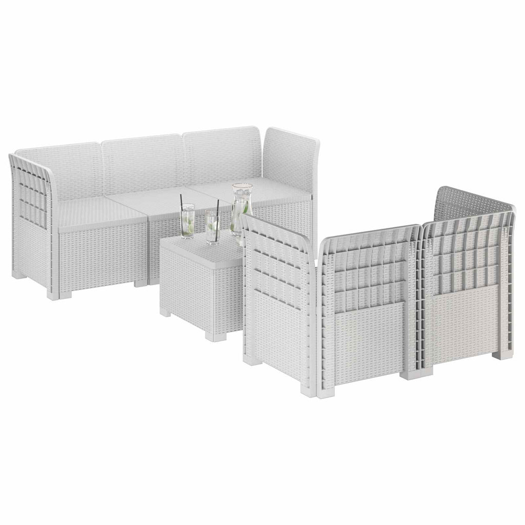 vidaXL 5-osobowa sofa ogrodowa w stylu rattanowym PP Biały