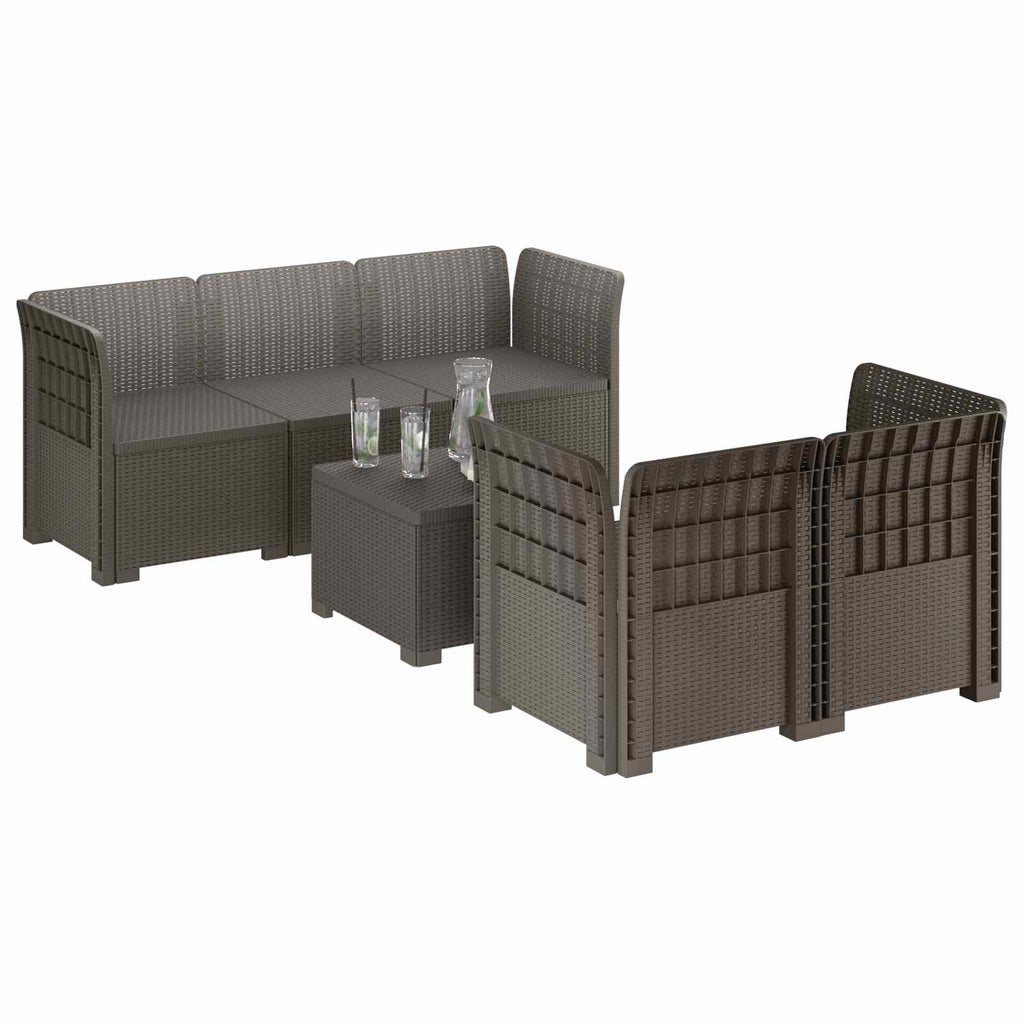 vidaXL 5-osobowa sofa ogrodowa w stylu rattanowym PP jasnoszary
