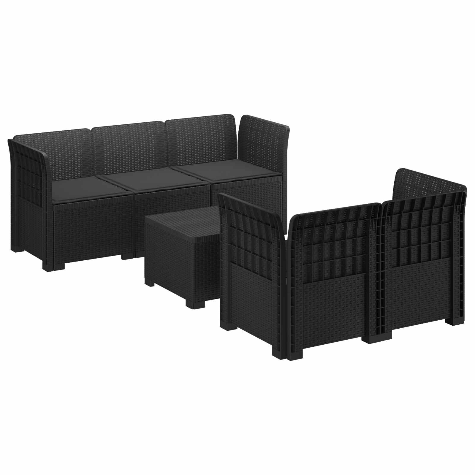vidaXL 5-osobowa sofa ogrodowa z poduszkami w stylu rattanowym PP