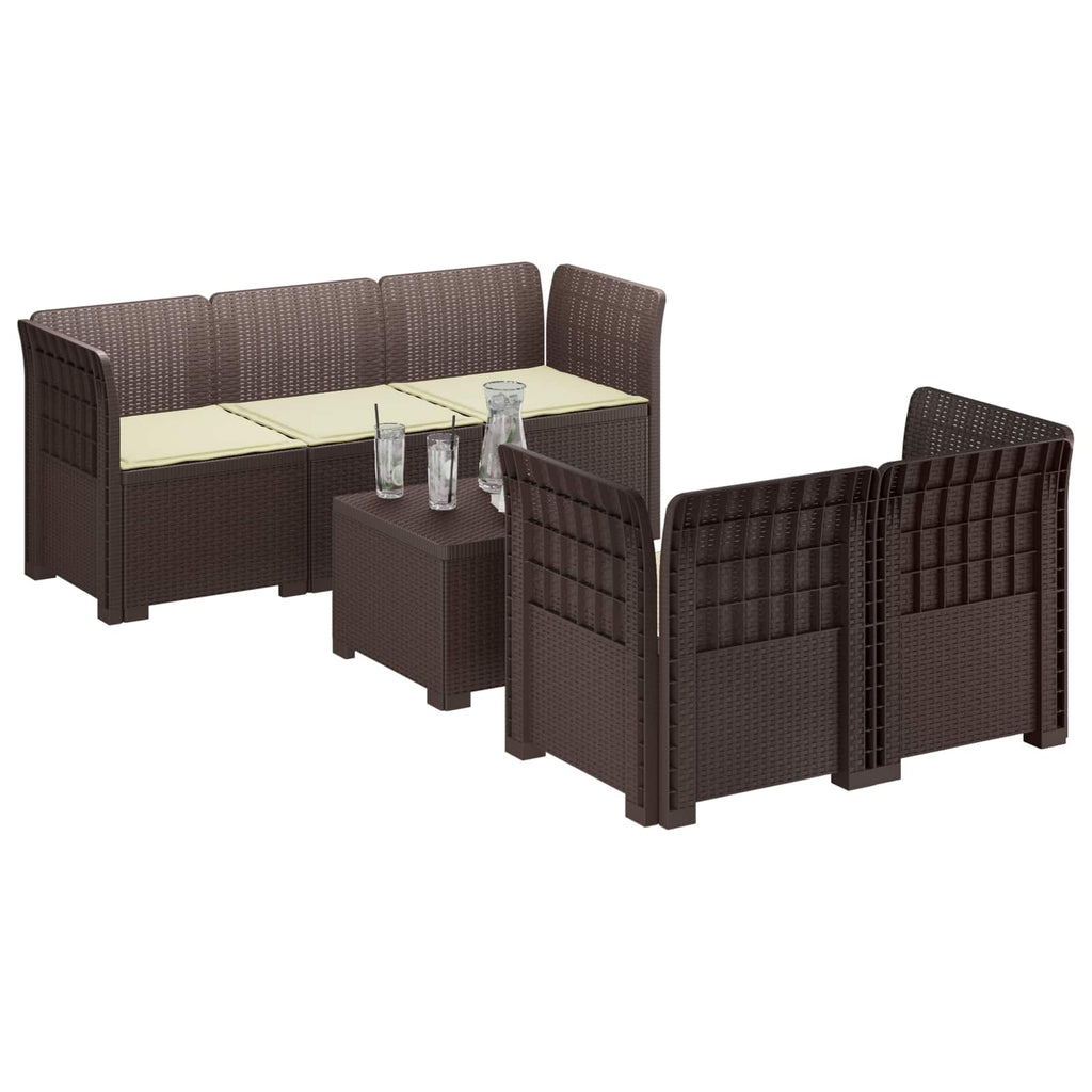 vidaXL 5-osobowa sofa ogrodowa z poduszkami w stylu rattanowym PP