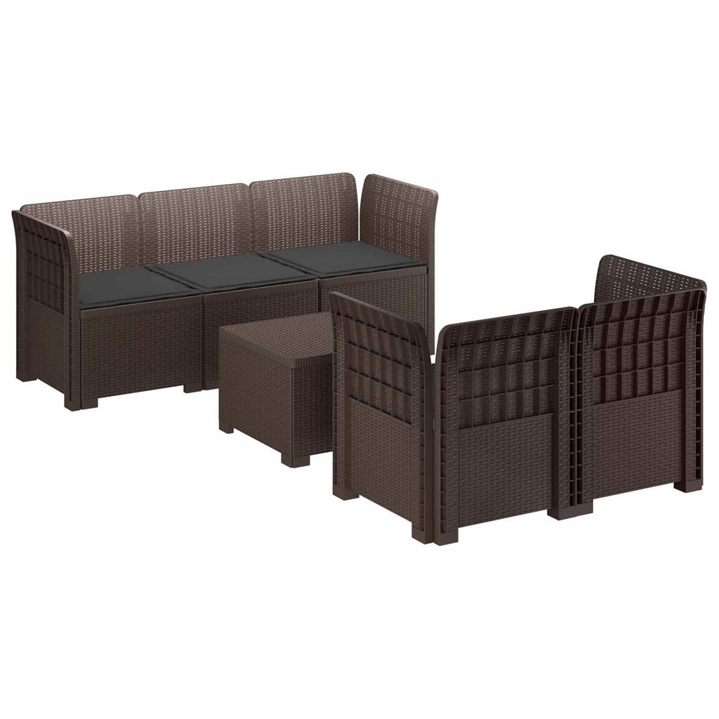 vidaXL 5-osobowa sofa ogrodowa z poduszkami w stylu rattanowym PP
