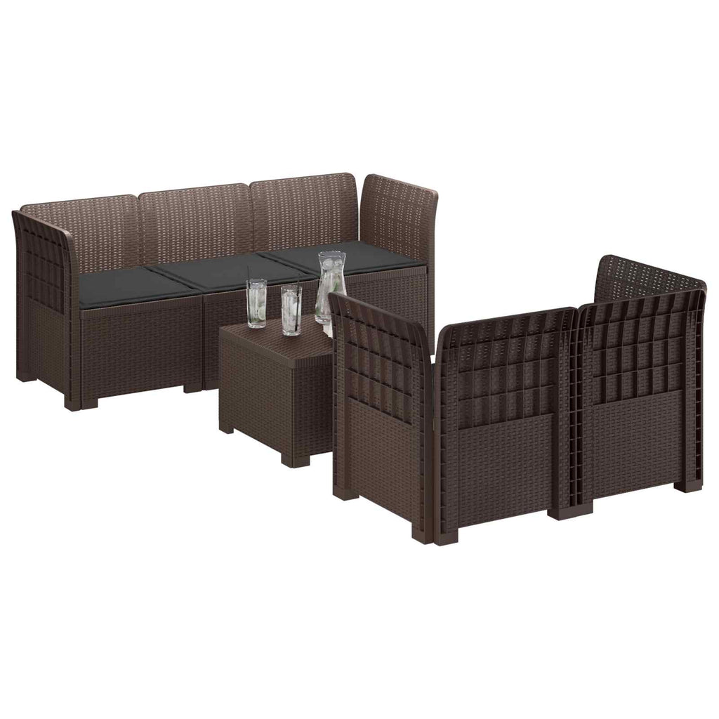 vidaXL 5-osobowa sofa ogrodowa z poduszkami w stylu rattanowym PP