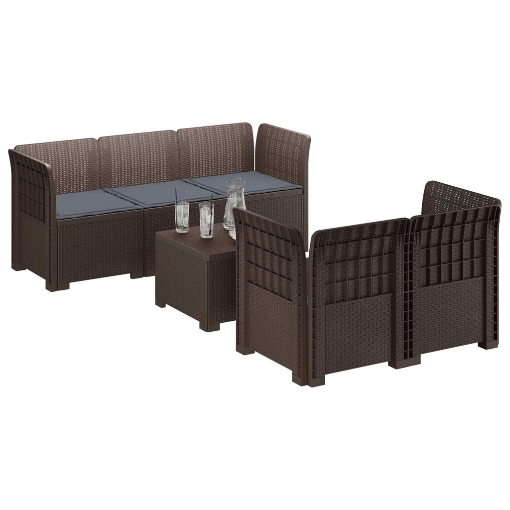 vidaXL 5-osobowa sofa ogrodowa z poduszkami w stylu rattanowym PP