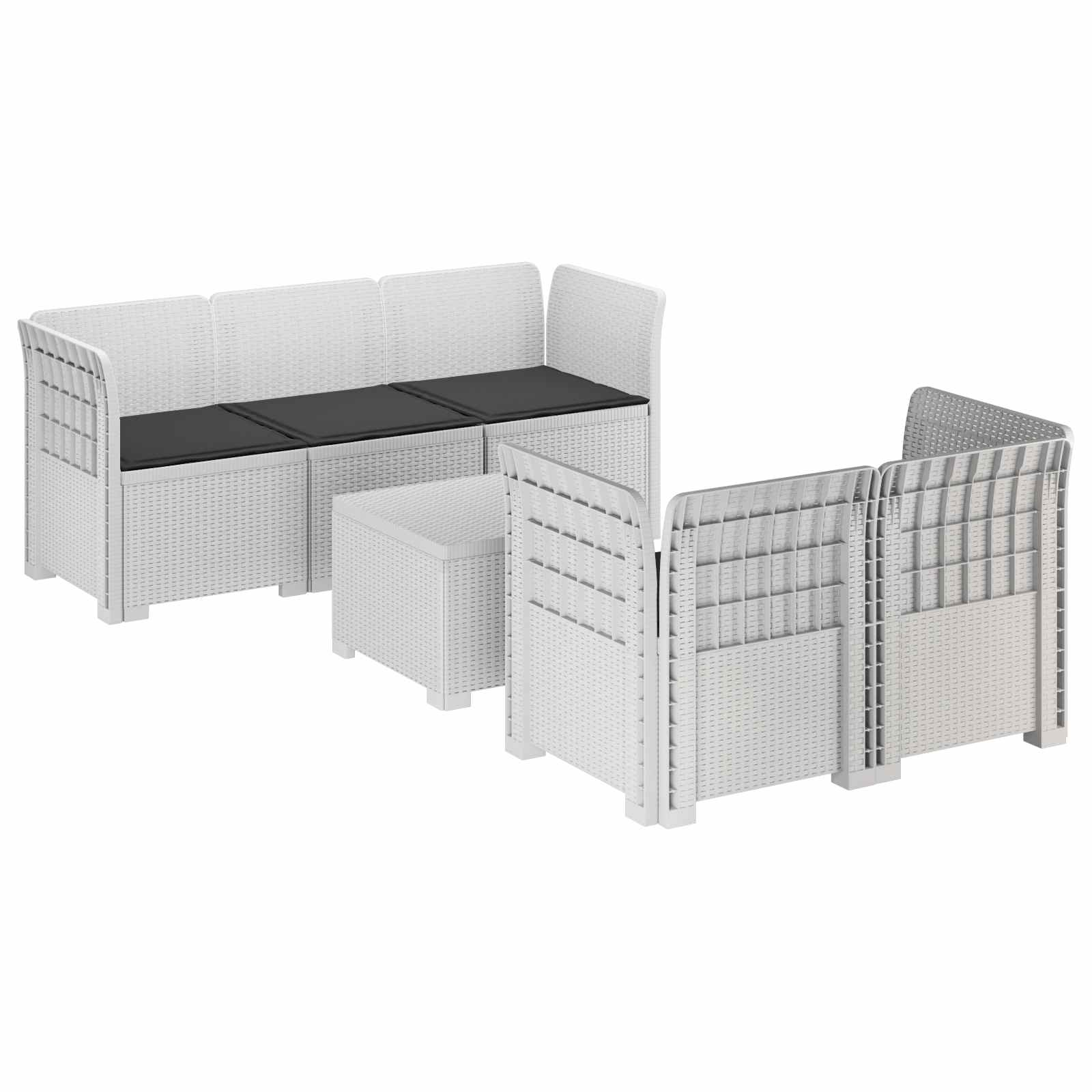 vidaXL 5-osobowa sofa ogrodowa z poduszkami w stylu rattanowym PP