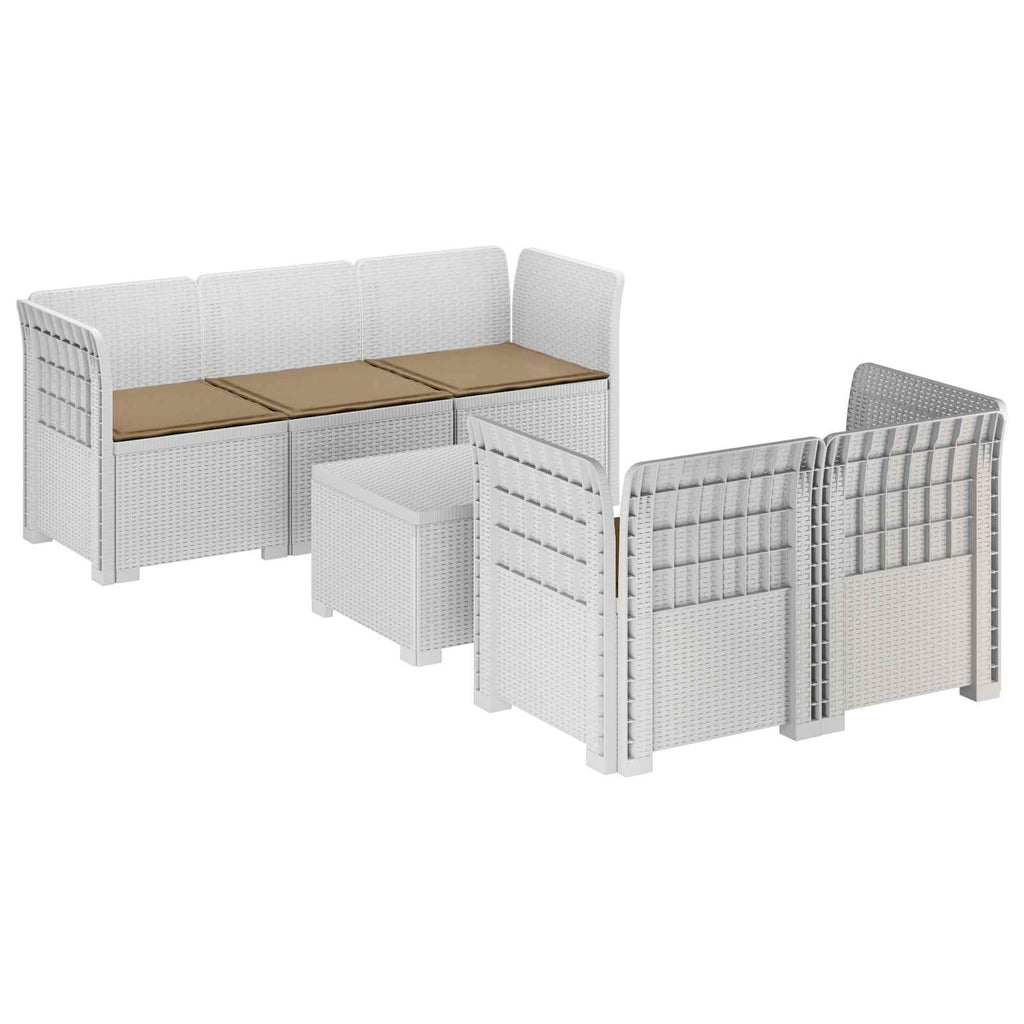 vidaXL 5-osobowa sofa ogrodowa z poduszkami w stylu rattanowym PP