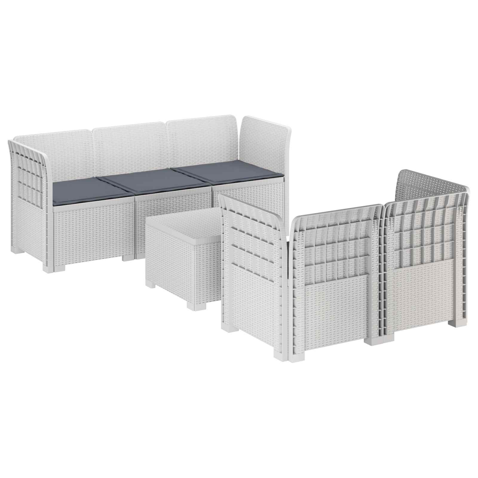 vidaXL 5-osobowa sofa ogrodowa z poduszkami w stylu rattanowym PP
