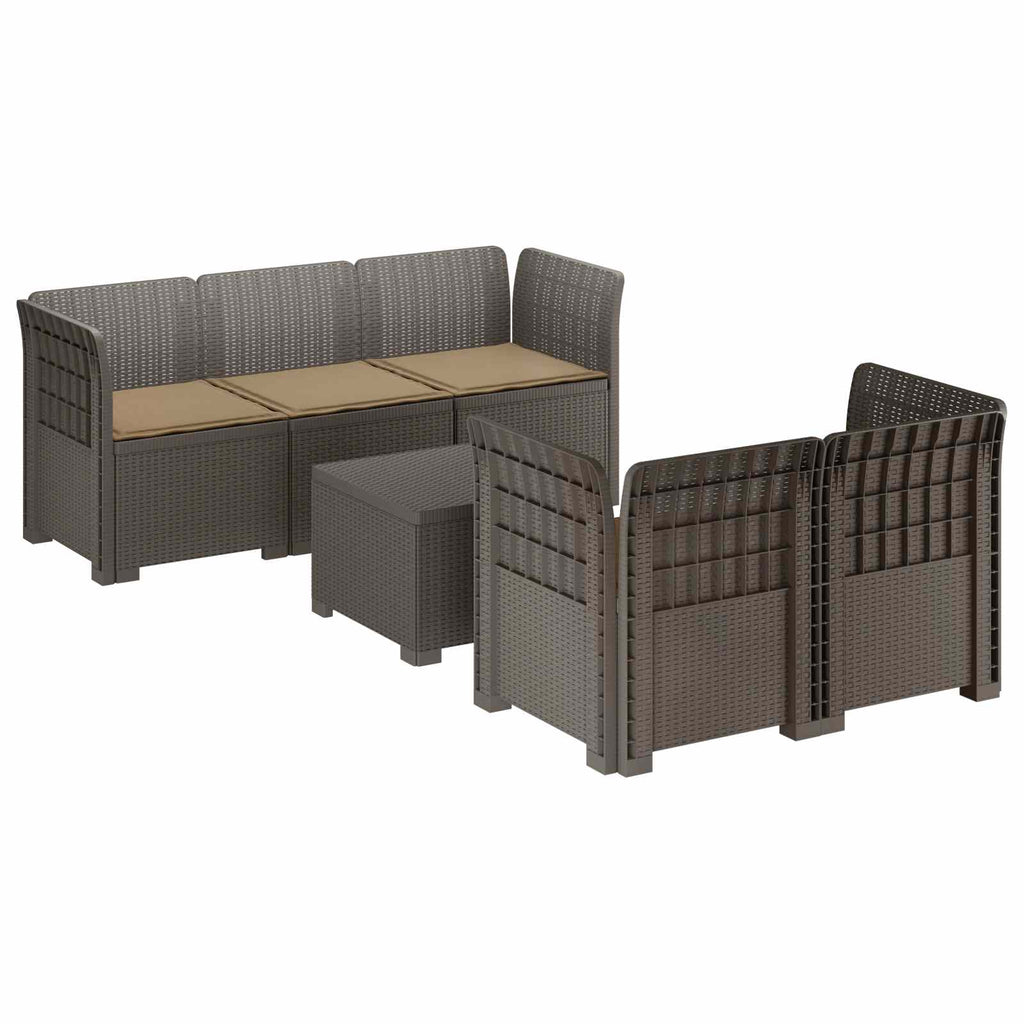 vidaXL 5-osobowa sofa ogrodowa z poduszkami w stylu rattanowym PP
