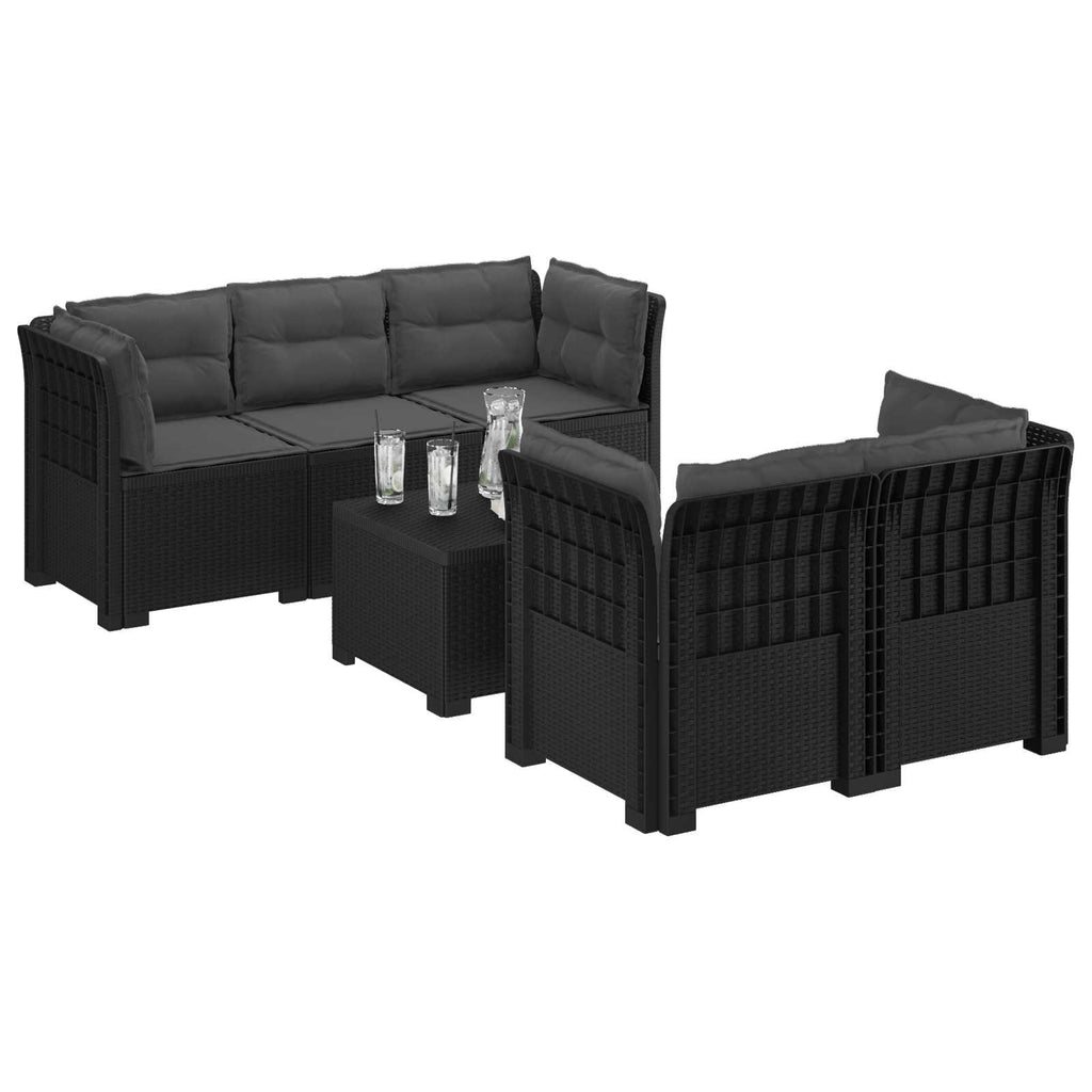 vidaXL 5-osobowa sofa ogrodowa z poduszkami w stylu rattanowym PP