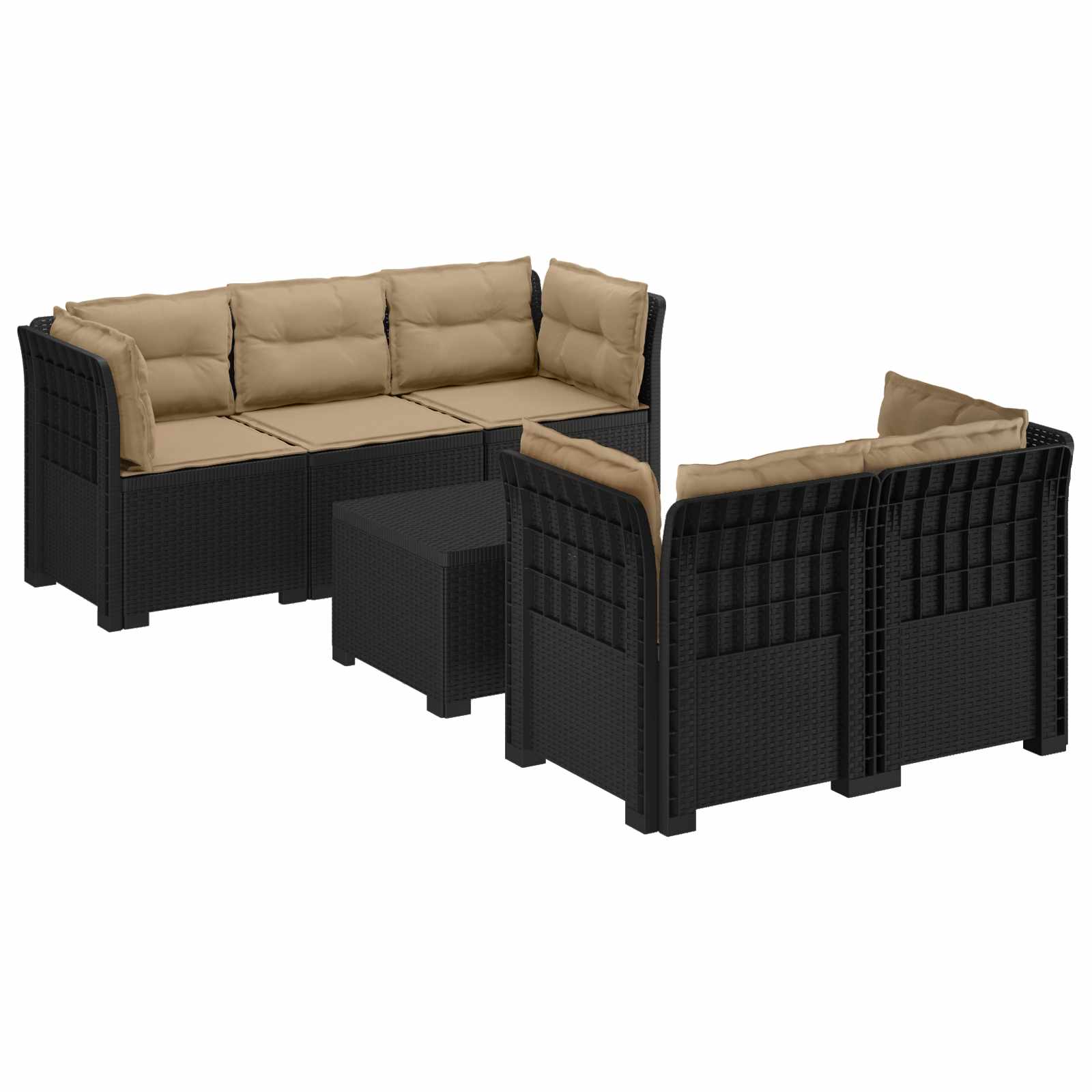 vidaXL 5-osobowa sofa ogrodowa z poduszkami w stylu rattanowym PP