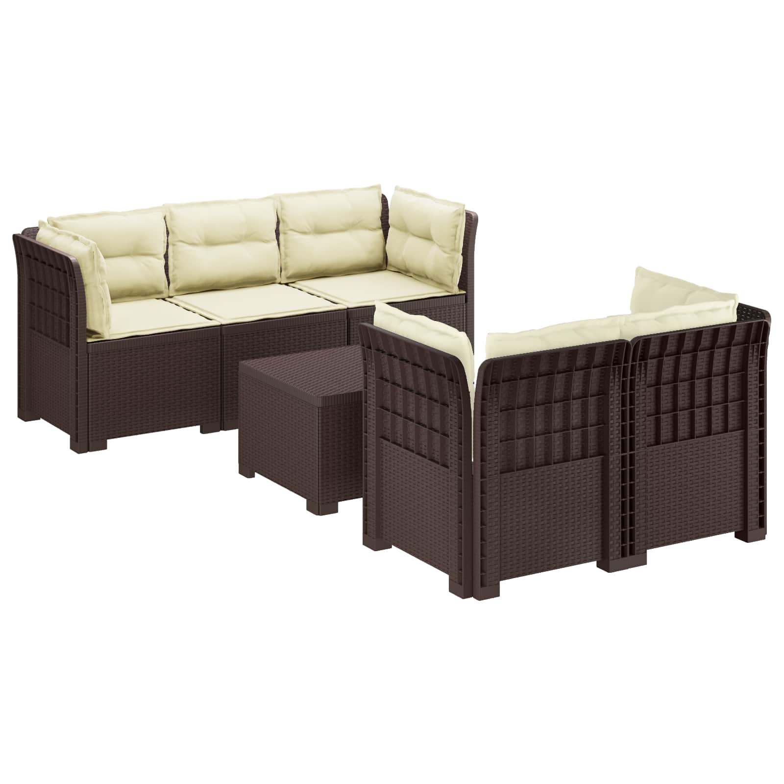 vidaXL 5-osobowa sofa ogrodowa z poduszkami w stylu rattanowym PP